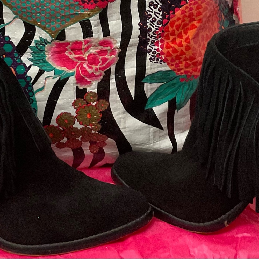 Jessica Simpson Black Fringe Ankle Booties